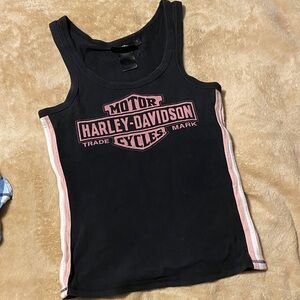 Harley-Davidson Black and Pink Tank Top